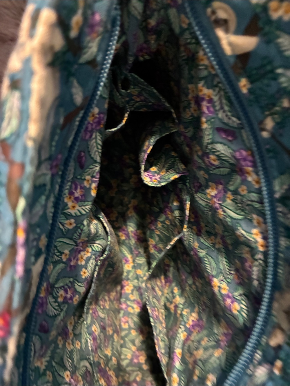 Vera Bradley Teal Quilted Tote with Sloth & Floral Print - Picture 4 of 5
